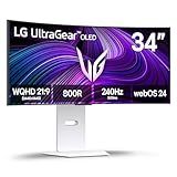 LG 34GX90SA-W 34-inch Ultragear WQHD (3440 x 1440) OLED Curved Gaming Monitor 240Hz, 1ms, NVIDIA G-Sync Compatible, AMD FreeSync Premium, VESA DisplayHDR True Black 400, webOS, USB Type-C, White