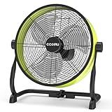 12 Inch Battery Operated Fan, Portable Rechargeable Cordless Fan High Velocity Heavy Duty Metal Floor Fan for Camping Hurricane Home Warehouse