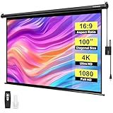 VIVOHOME Motorized Projector Screen with Remote, 16:9 100 Inch Auto Electric Projection Screen, HD 4K Movie Screen for Home Theater, Cinema, Office (87 x 49 Black)