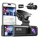 REDTIGER Dash Cam Front Rear, 4K/2.5K Full HD Dash Camera for Cars, Included 32GB Card, Built-in Wi-Fi GPS, 3.16” IPS Screen, Night Vision, 170°Wide Angle, WDR, 24H Parking Mode(F7NP)