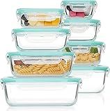 Vtopmart 8 Pack Glass Food Storage Containers with Airtight Lids, Glass Meal Prep Containers, Lunch Office Meal for Microwave, Oven, Freezer and Dishwasher, BPA Free