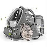 Cawypety Expandable Cat Backpack,Cat Bubble Backpack Carrier for Carrying Cats, Pets and Small Dogs,Airline-Approved,Designed for Travel, Hiking, Walking,Car （Grey