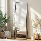Delma Full Length Mirror with Stand, Black Floor Mirror