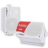 Pyle 3-Way Indoor & Outdoor Box Speaker System - 3.5" 200 Watt Compact Wall Mount Speakers for Home, Patio, Deck, Garage, Poolside, or Studio Use - Dual Speaker Set - PLMR24 (White)
