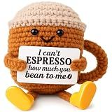 TWPER Birthday Gift for Her Him Women Men Girlfriend Boyfriend, Positive Crochet Espresso Cup, Cute Small Coffee Lover Gift for Best Friend Couple Wife Husband Mom