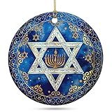 FLAGWIX Hanukkah Gifts for Men Women - Ceramic Christmas Ornaments 2025 for Tree Decorations - Hanukkah Decorations for Home, Spiritual Christmas Tree Ornaments, Jewish Gifts for Mom Sister Friends