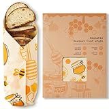 Beeswax Wraps for Food – Reusable Beeswax Bread Bag & Sandwich Wrap, Organic & Eco-Friendly & Sustainable Bees Paper, Perfect Alternative to Aluminum Foil Sourdough Storage & Plastic Wrap（Bee jar）