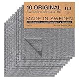 SUPERSCANDI 10 Pack Swedish Dishcloths for Kitchen - 100% Biodegradable & Compostable Reusable Paper Towels Washable, Food-Safe & Without Plastic - Dish Rags Suitable for Any Surface, Grey