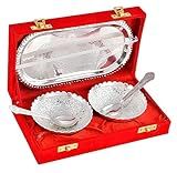 NOBILITY Bowl Spoon Tray Set Silver Plated Dry Fruits Dessert Serving Set Diwali Christmas Eid Wedding Return Gifts Friends Family Home Decorative Housewarming Corporate Gift items