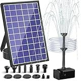 POPOSOAP 8W Solar Water Pump Built-in 3600mAh Battery Backup, Solar Bird Bath Pump with 9.8Ft Cable, 8 Nozzles & PVC Tubing, Solar Fountain for Bird Bath Garden Fish Tank Pond Water Feature P108D
