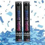 Gender Reveal Blue Confetti Cannon, DOUKEE Biodegradable Navy and Blue Tissue Confetti Poppers for Boy Baby Shower Party Favors, 2 PK (12 in)