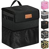 ELONGRIVER Car Trash Can Bin for Back Seat Leak Proof, Cute Car Trash Bag Hanging, Vehicle Trash Can for SUV Truck Van, Automotive Garbage Cans Front Seat Black