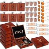 Acellegic 42 Pcs Groomsmen Gifts Set of 6 Wedding Best Man Gift, Brown