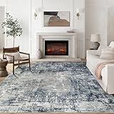 8x10 Area Rugs for Living Room Rug Washable: Modern Large Rug for Dining Room Bedroom Carpet Non Slip 8 by 10 Indoor Abstract Nursery Home Office Blue Grey