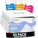 FOMIN Acidified Travel Deodorant Wipes For Women & Men - 50 Count - Variety Pack - pH Balanced, Mini Deodorant Travel Size Wipes - Plastic-Free, Individually Wrapped Underarm Body Wipe