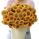 SoffMoiis Crochet Sunflower Bouquet Blanket, Handmade Flower Blankets, 59 Inch Round Floral Knitted Gifts for Mother's Day, Birthday, Teacher, Friend, Home Decor, Sofa（Finished Product）