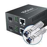 10Gtek Gigabit Ethernet Media Converter, LC Fiber to RJ45 Copper, 2-Pack