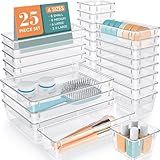 25 PCS Clear Plastic Drawer Organizer, Makeup Organizers and Storage Bins