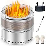 Smokeless Fire Pit 20 Inch, Portable Stainless Steel Firepit Outdoor