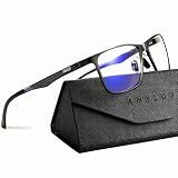 ANYLUV Blue Light Glasses Men, Relieve Eyestrain and Eye Protection, Al-Mg Metal Computer Blue Light Blocking Glasses Clear Black