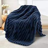 Exclusivo Mezcla Striped Fleece Throw Blanket for Couch, Sofa, Bed, 50"x60"