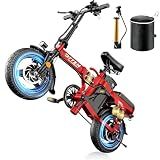 DTTZH Foldable Ebike for Adults, 2000W Folding Electric Bike, 52V 25Ah Folding Ebikes, 80 Mlies Long Range Adult Electric Bicycles, UL2849 Certified E Bike (Red)
