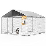 barlb 10x10 FT Outdoor Dog Kennel with Waterproof Roof - Heavy Duty Metal Exercise Pen, Weatherproof UV-Resistant Cover & Secure Locking for Large Dogs（124 x 124 x 87IN）