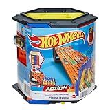 Hot Wheels Track Builder Action, Roll Out Raceway, Track Set with 5 Lane Racetrack and Toy Storage Bucket, Includes 1 Toy Car, Toys for Ages 4 to 10, One Pack, HGK41