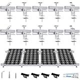 Solar Panel Mounting Bracket Kit, 10Pcs Solar Panel Mount for 1-4pcs Thickness 1.4” Solar Panels, with 10x 6 mini Rails 4X Water Drain Clips for Shingle,Slate,Metal and Tin roof