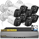 OOSSXX (90 Days Storage & 4K /8.0 Megapixel) 2-Way Audio 130° Ultra Wide-Angle Outdoor PoE Security Camera System Home Security System Video Surveillance