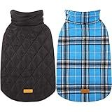 Kuoser Waterproof Dog Coat, Reversible Dog Jacket for Small Dogs, Adjustable Durable Doggie Winter Coat Warm Cozy Puppy Cold Weather Apparel from Small to Large Breed, Blue S