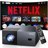 [Netflix Officially/1000 ANSI/Dolby Audio]Smart Projector with WiFi 6 and Bluetooth 5.3, 4K Outdoor Movie Projector, Electric Focus & AI Auto Keystone Portable Native 1080P Proyector (Grey)