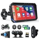WonVon Motorcycle CarPlay Screen with Android Auto – 6.25” Waterproof GPS Pantalla para Moto Apple CarPlay Navigation System for Motorcycle, Dual 2K Dash Cam Bluetooth Audio & TPMS with Magnetic Mount