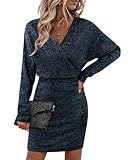 Bebonnie Off The Shoulder Sweater Dresses for Women: Ladies Long Sleeve Sexy Sweater Dresses Sparkly Sequin Cocktail Christmas Holiday Concert Dinner Party Bodycon Mini Dress Petite Colorful Black S