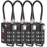 Forge TSA Approved Luggage Locks, Open Alert Cable Lock, Black, 4 Pack