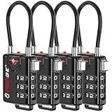 TSA Approved Cable Luggage Locks, Re-settable Combination with Alloy Body
