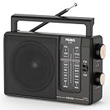 PRUNUS J-03 AM FM Radio Portable Plug in Wall or AA Battery Operated for Home/Outdoor, Large Speaker Excellent Sound, Excellent Reception 19.5 ant, Large Tuning Knobs for Easy to Use,Gifts for Seniors