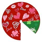 Sozize 36 Inch Valentine's Day Tree Skirt Love Heart Clover Double Sided Print Mat St. Patrick's Day Tree Skirt Christmas Tree Skirt for Holiday Party Decoration