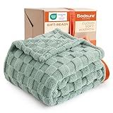 Bedsure GentleSoft Sage Green Throw Blanket for Couch - Checkered Fleece Blankets Christmas Gifts for Women Men Girls, Cute Soft Cozy Throw for Bedroom Home Decor Gifts, 50x60 Inches