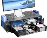 Simple Trending Monitor Stand with Drawer, 2-Tier Laptop Stand, Black