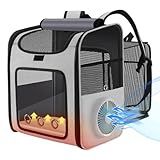 LINCAE Smart Cat Backpack Carrier with Built-in Cooling Fan & Heating Pad, Expandable Pet Backpack for Cats and Small Dogs up to 16 lbs, Ventilated Travel Carrier for Hiking, Walking & Outdoor