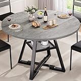 Jocoevol Round Dining Table for 4,Kitchen Dining Room Circle Dinner Pedestal Table,Space Saving Wood Kitchen & Dining Room Furniture, 42In,Grey