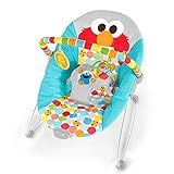 Bright Starts Sesame Street Baby Bouncer Soothing Vibrations Infant Seat - I Spot Elmo! with Cookie Monster and Big Bird - Removable-Toy Bar, 0-6 Months Up to 20 lbs