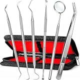 G.CATACC Dental Tools, Dental Pick Teeth Cleaning Tools Hygiene Kit, Plaque Remover for Teeth, Professional Stainless Steel Tooth Scraper Plaque Tartar Cleaner - with Case