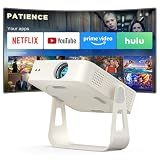 [Officially-Licensed App & Auto Focus]White Smart Mini Projector with WiFi and Bluetooth, XuanPad 4K Support Movie Projector, Portable Native 1080P Outdoor Projector with 360° Stand