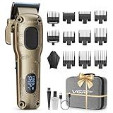 VGRPRO Hair Clippers for Men Professional, Cordless & Corded Barber Clippers for Hair Cutting with Package Case, Electric Grooming Kit for Home & Barber Use, LED Battery Display (Golden)
