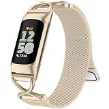 JKD Metal Bands Compatible for Fitbit Charge 6/5 Women Men, Adjustable Stainless Steel Mesh Strap Wristband Replacement Bands for Fitbit Charge 5/6 Fitness Tracker