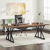 Tribesigns 70.8-Inch Executive Desk, Large Computer Office Desk Workstation, Modern Simple Style Laptop Desk Study Writing Table Business Furniture for Home Office (Brown/Black, 70.8 Inch)