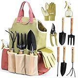 Gardening Tools Set of 10 - Complete Heavy Duty Garden Tools Set with Fashion Handbag - Durable Gardening Supplies Kit Ideal Garden Gifts for Women