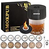 Electric Whiskey Smoker Kit, Rechargeable Cocktail Smoker with 6 Wood Chips, Flameless Heating System, Old Fashioned Drink Smoker Kit, Bourbon Whiskey Gifts for Men,Dad,Husband